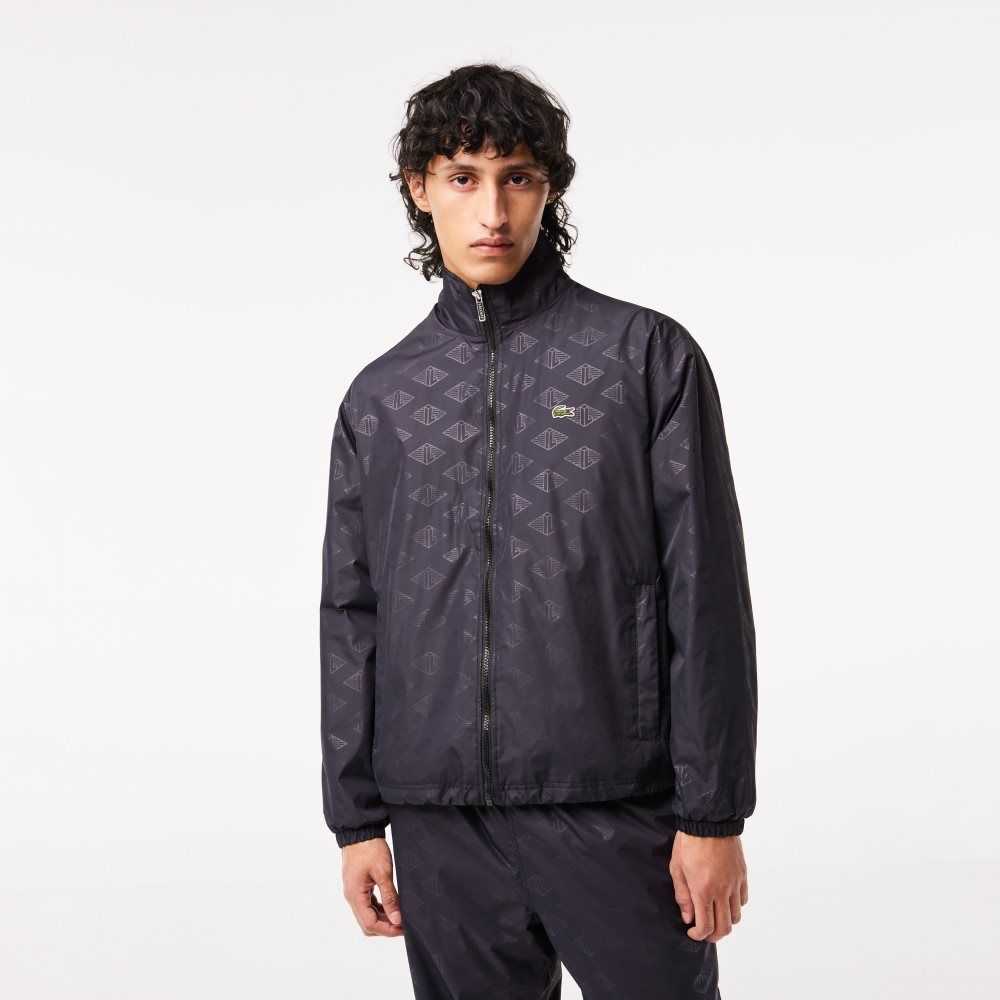 Lacoste Monogram Print Track Jacket Black | MBX-297651