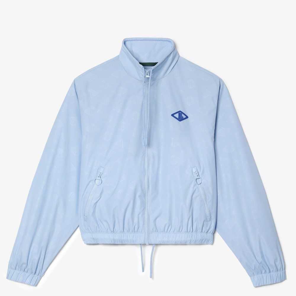 Lacoste Monogram Print Track Jacket Blue | IKE-923184