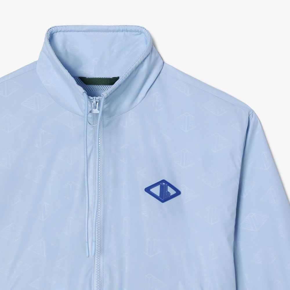 Lacoste Monogram Print Track Jacket Blue | IKE-923184