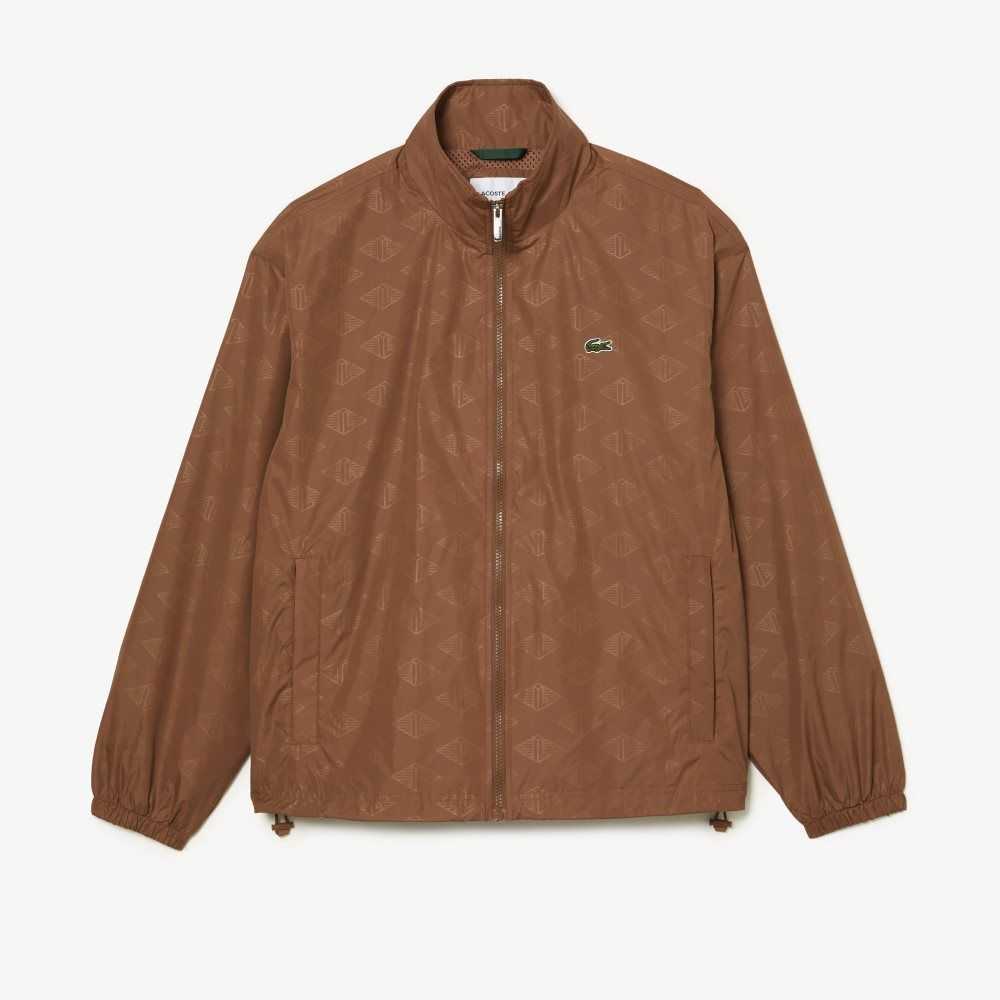 Lacoste Monogram Print Track Jacket Light Brown | QML-789026