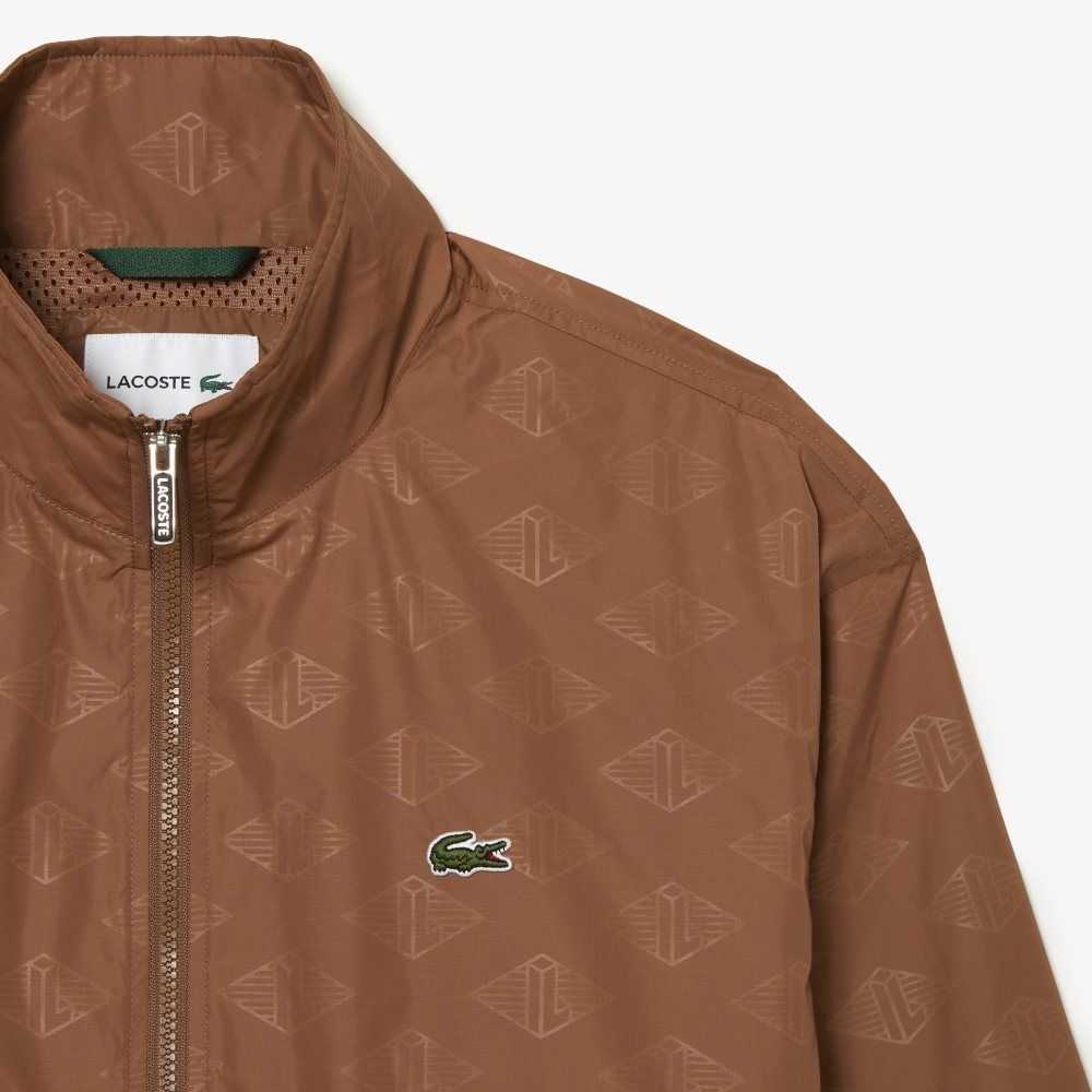 Lacoste Monogram Print Track Jacket Light Brown | QML-789026