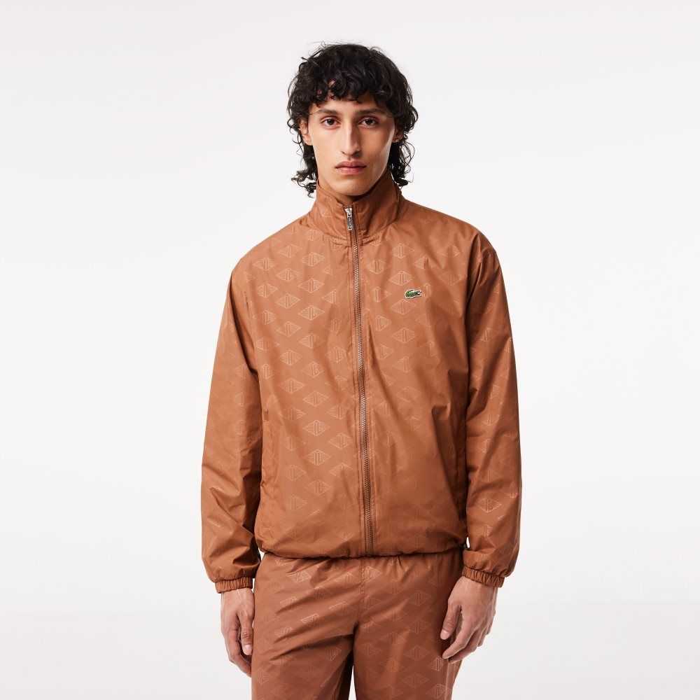 Lacoste Monogram Print Track Jacket Light Brown | QML-789026