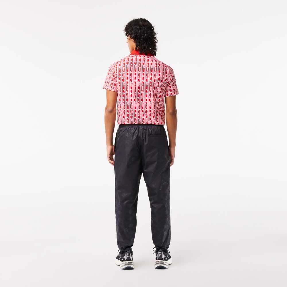 Lacoste Monogram Print Track Pants Black | FEA-102738