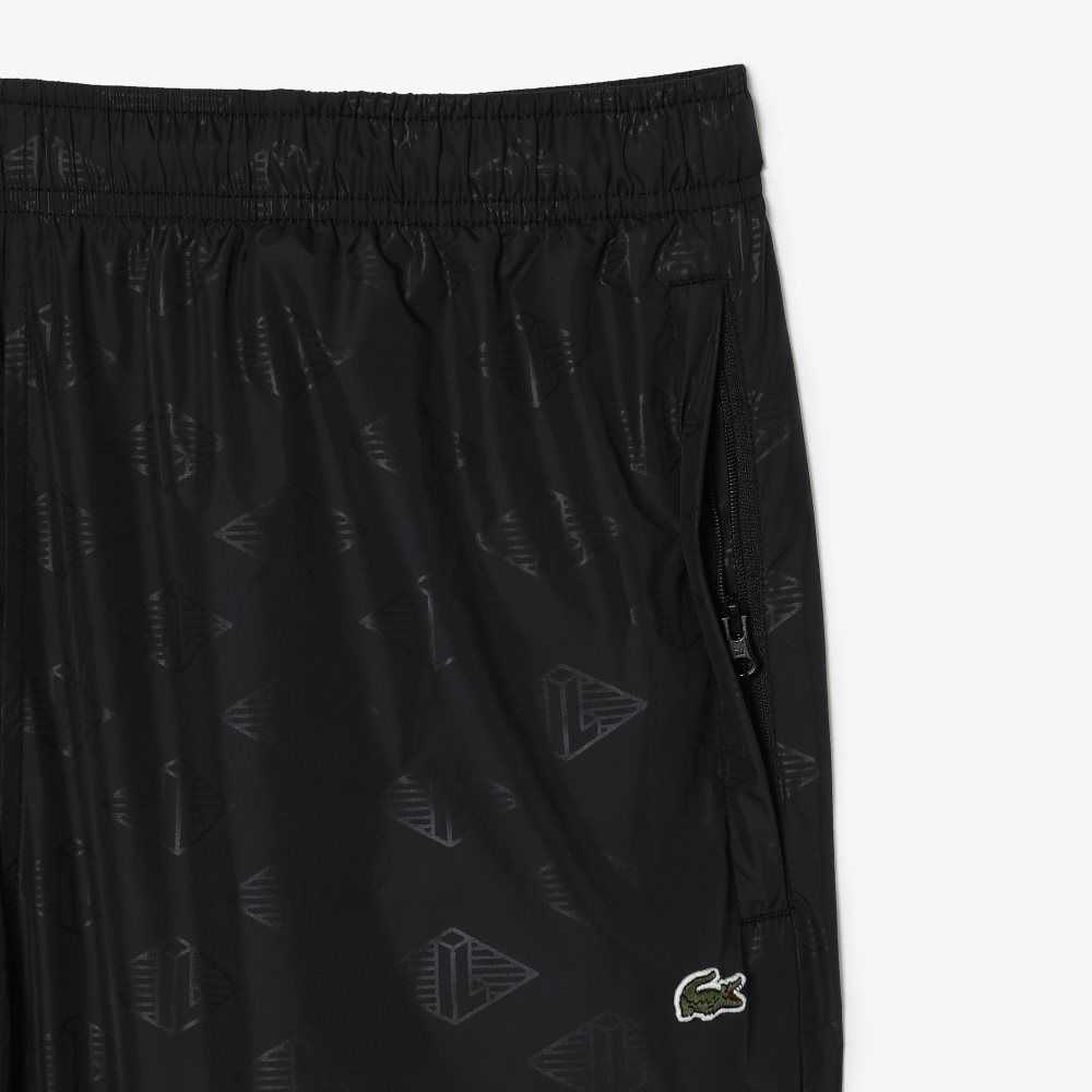 Lacoste Monogram Print Track Pants Black | FEA-102738