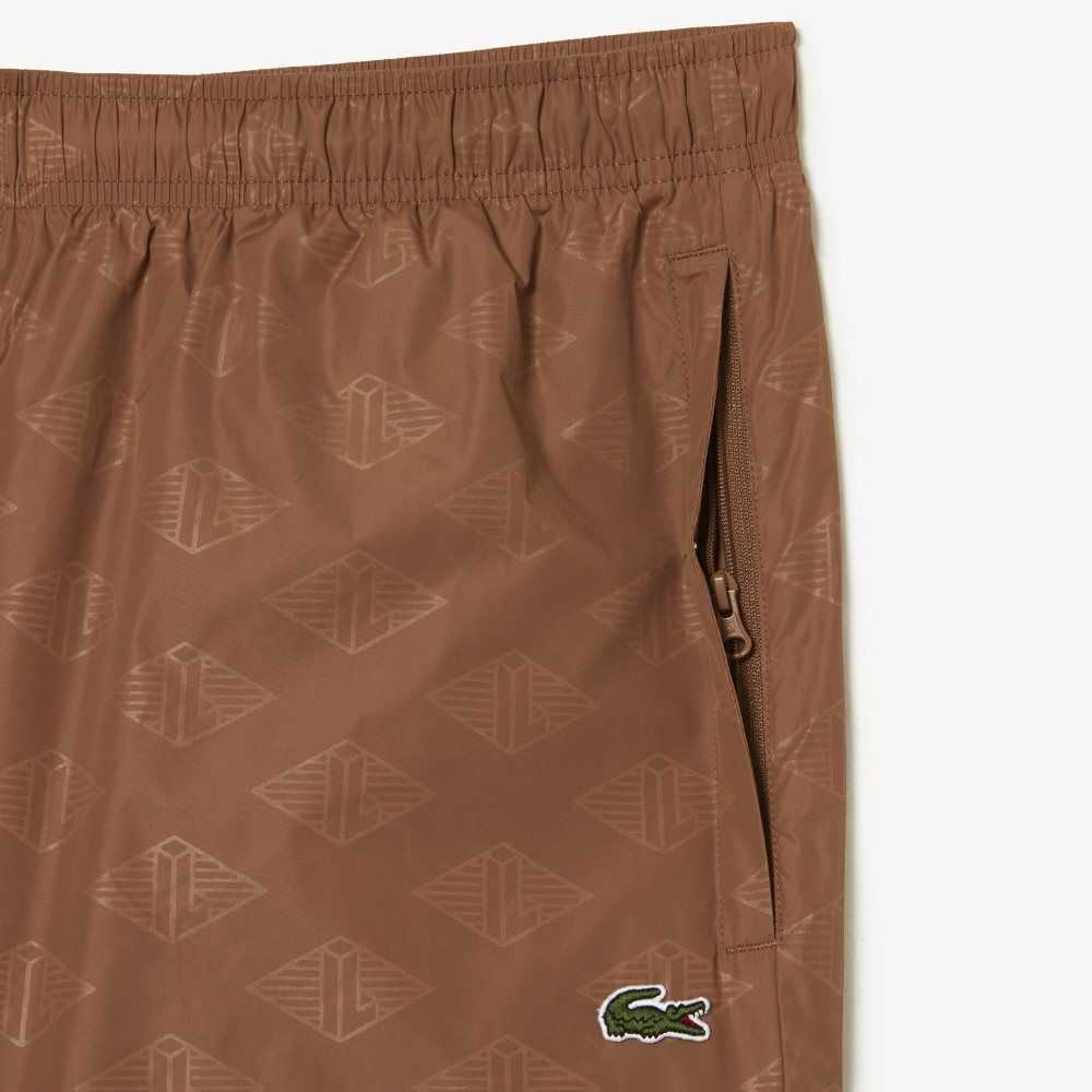 Lacoste Monogram Print Track Pants Light Brown | GYZ-763845