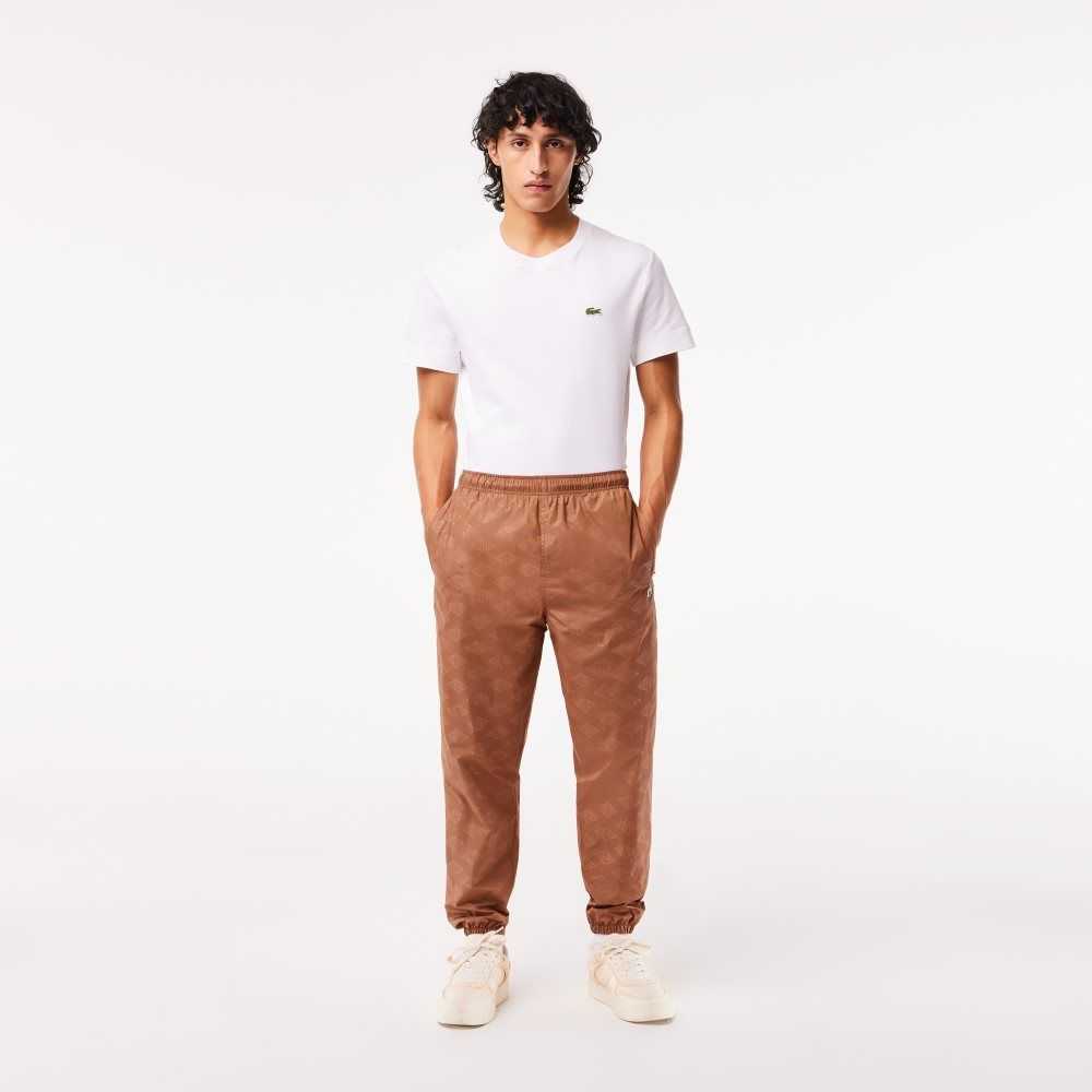 Lacoste Monogram Print Track Pants Light Brown | GYZ-763845