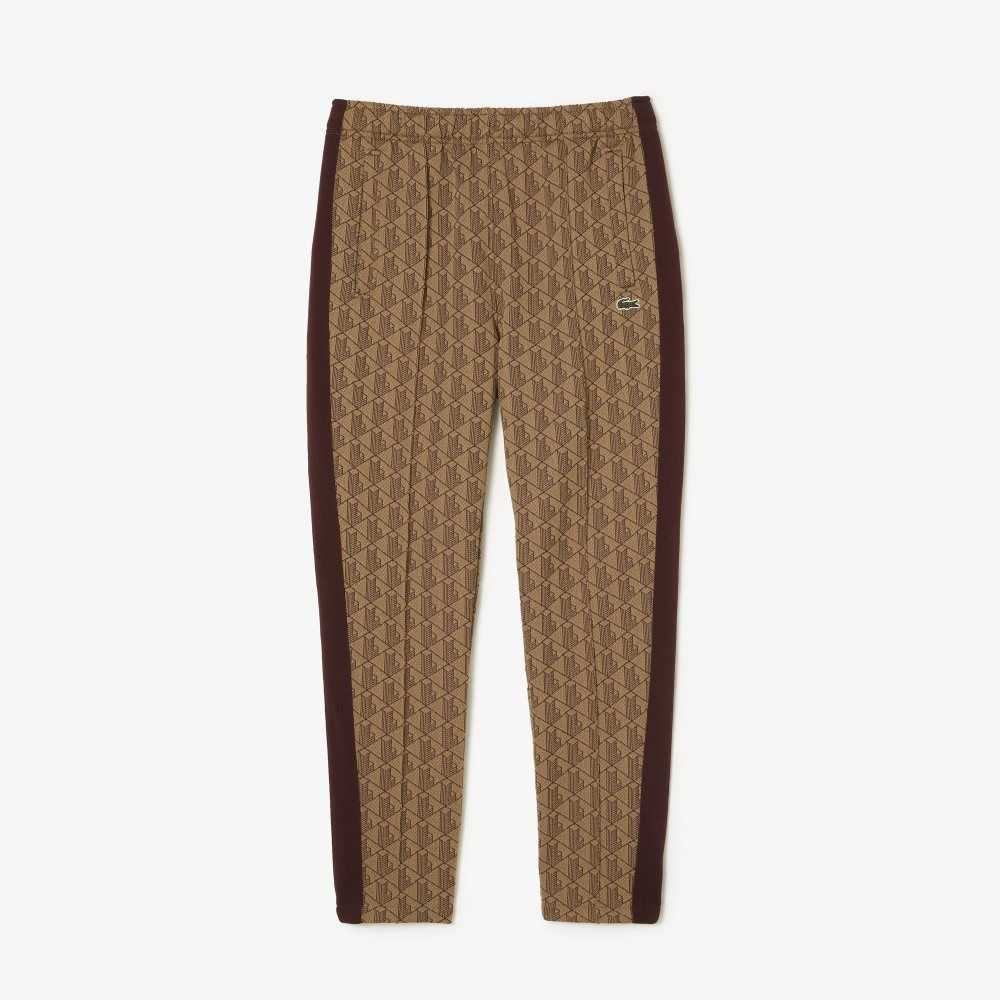 Lacoste Monogram Print Trackpants Beige / Bordeaux | BCG-537890