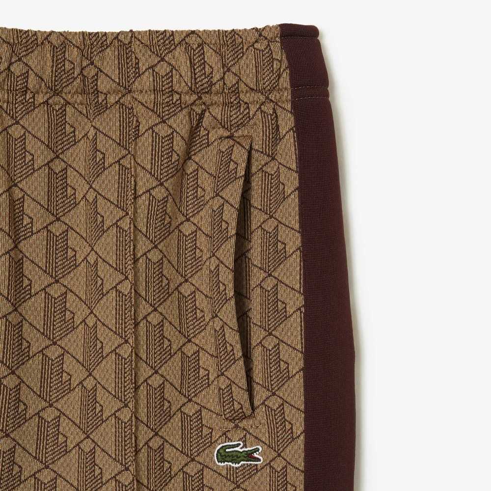 Lacoste Monogram Print Trackpants Beige / Bordeaux | BCG-537890