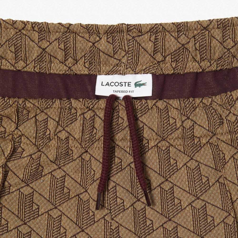 Lacoste Monogram Print Trackpants Beige / Bordeaux | BCG-537890