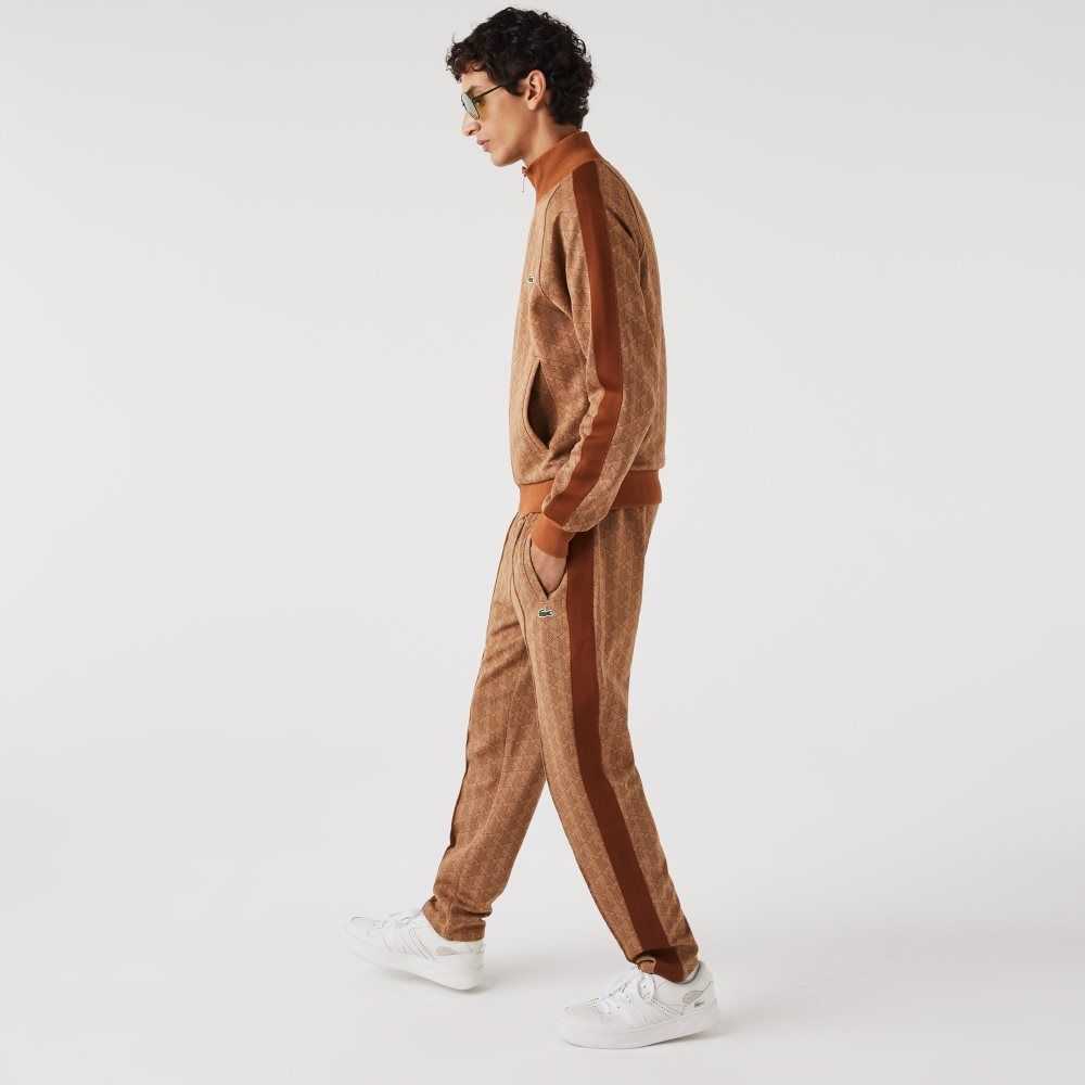 Lacoste Monogram Print Trackpants Beige / Brown | OTI-107496