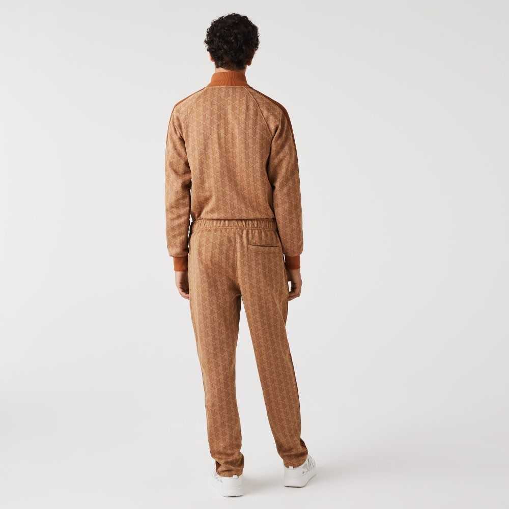 Lacoste Monogram Print Trackpants Beige / Brown | OTI-107496