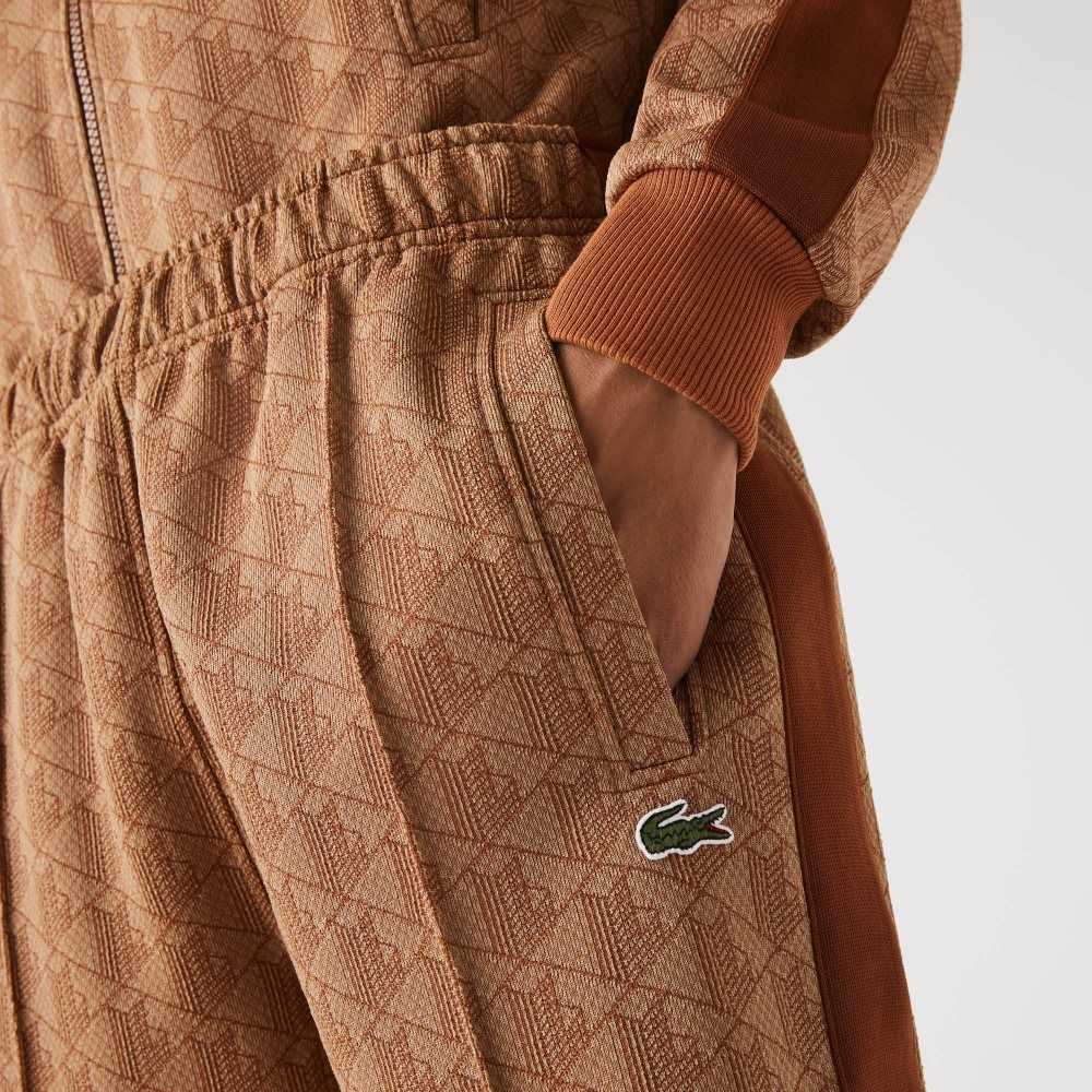 Lacoste Monogram Print Trackpants Beige / Brown | OTI-107496