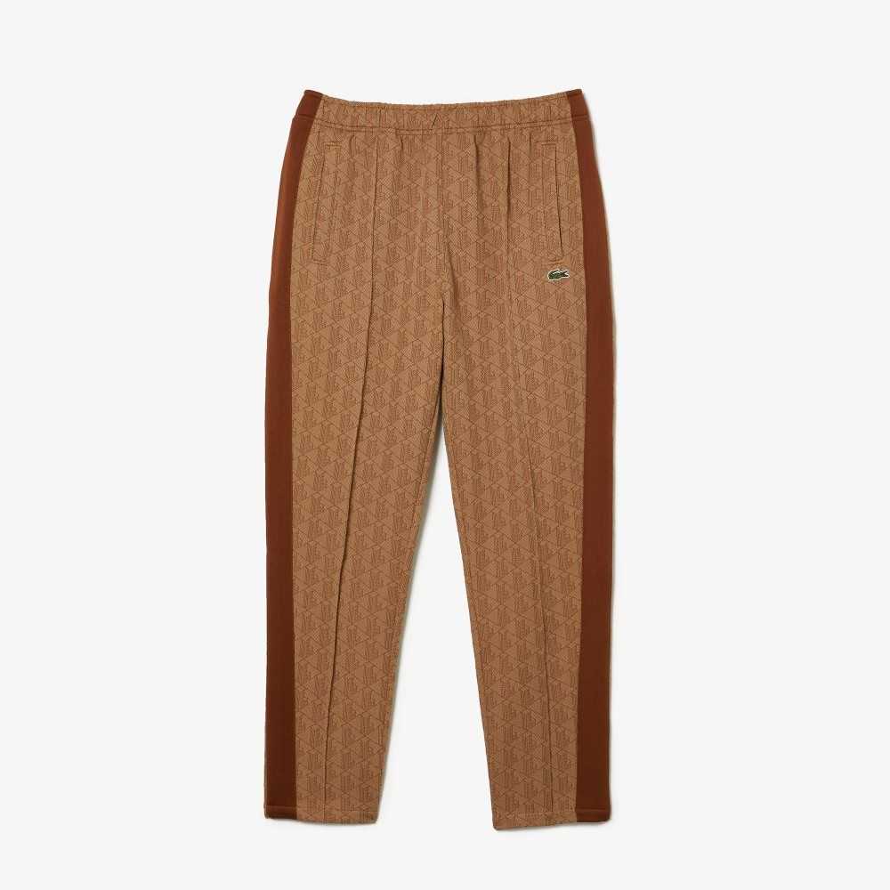 Lacoste Monogram Print Trackpants Beige / Brown | OTI-107496