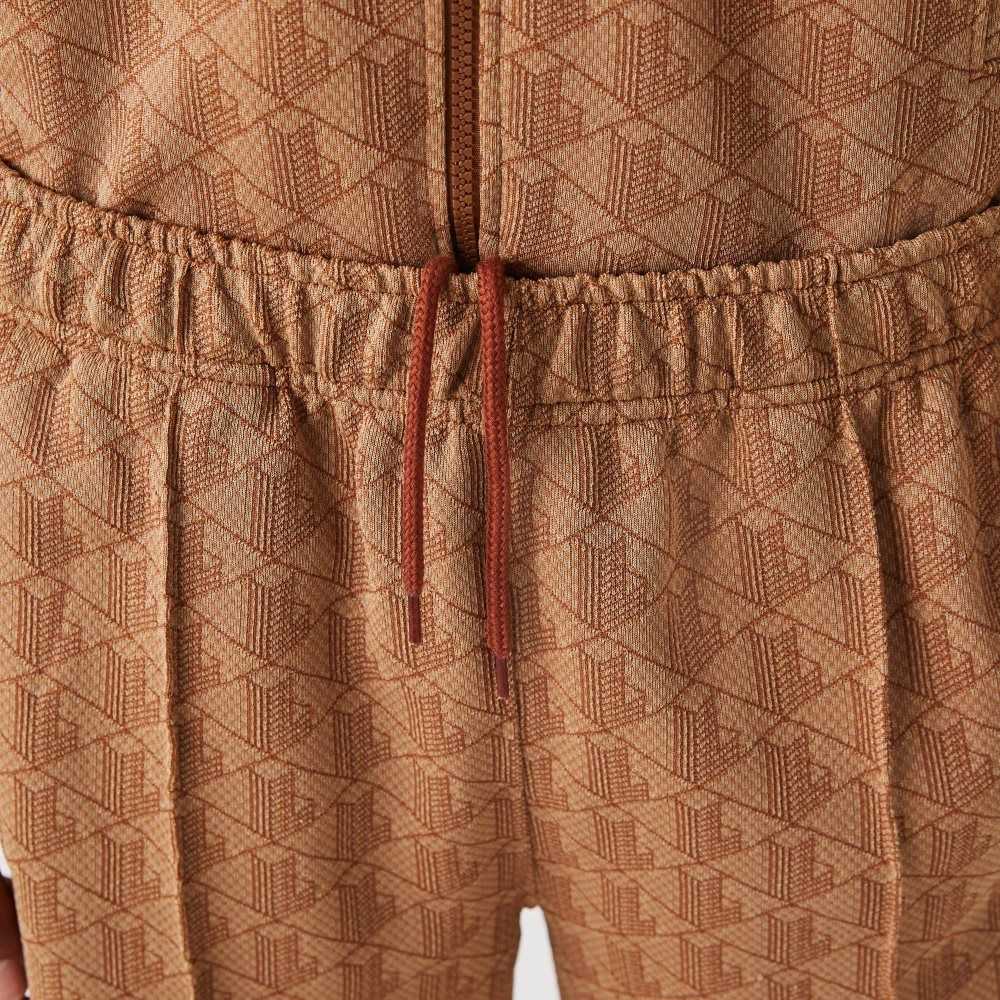 Lacoste Monogram Print Trackpants Beige / Brown | OTI-107496