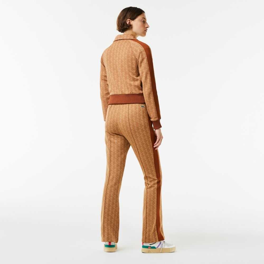 Lacoste Monogram Print Trackpants Beige / Brown | OWQ-267809