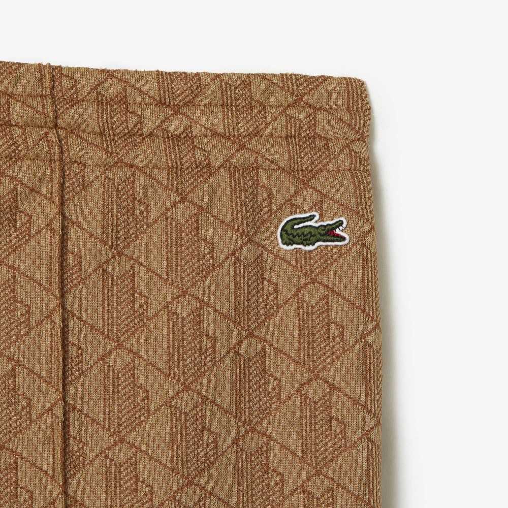 Lacoste Monogram Print Trackpants Beige / Brown | OWQ-267809