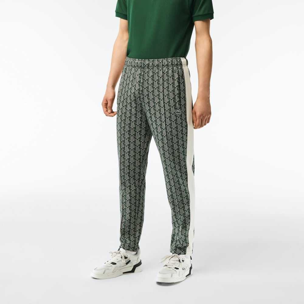 Lacoste Monogram Print Trackpants Green / Beige | GOF-983067