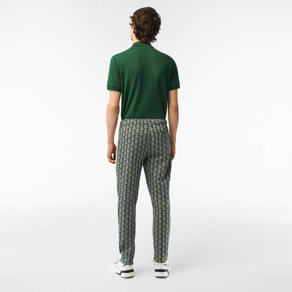 Lacoste Monogram Print Trackpants Green / Beige | GOF-983067