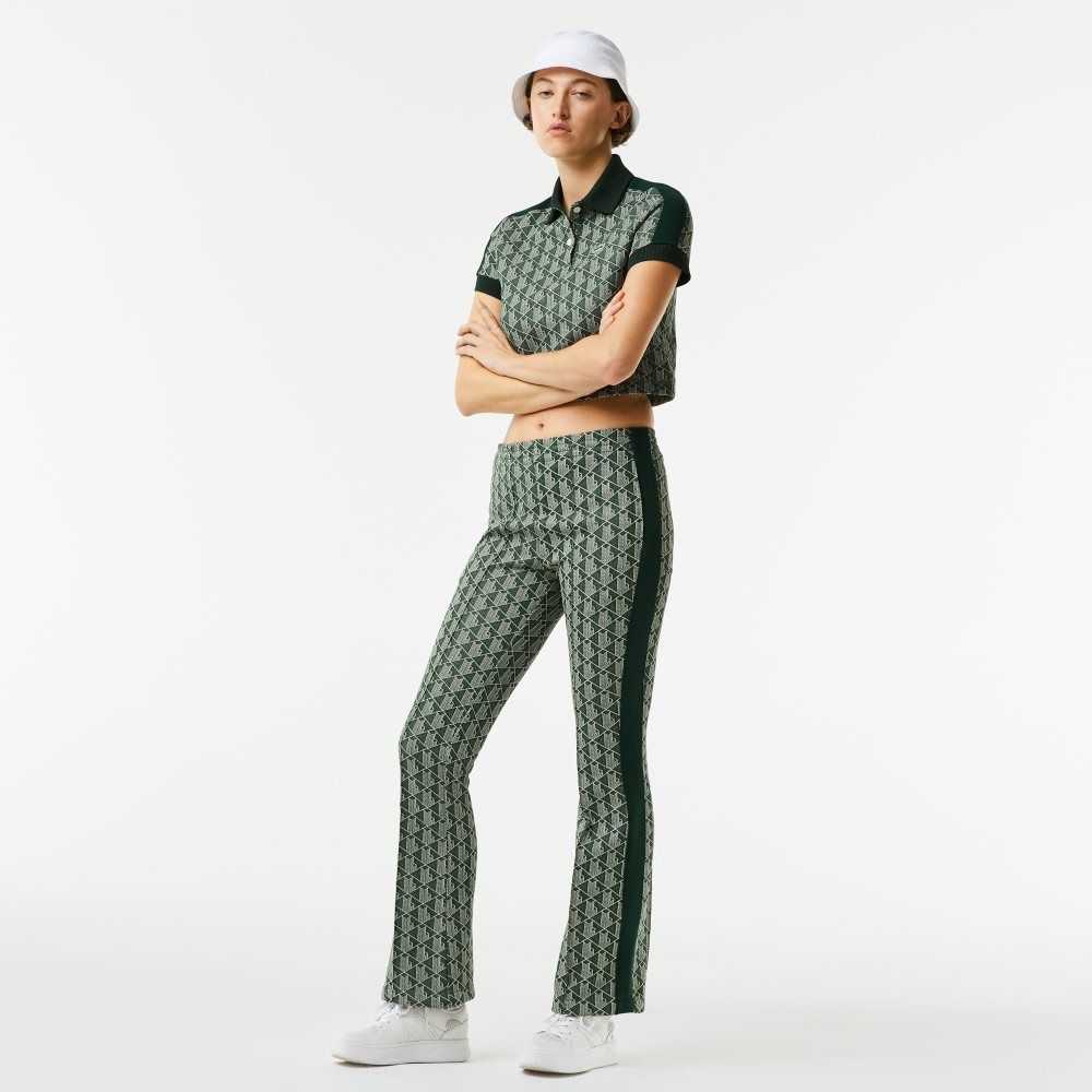 Lacoste Monogram Print Trackpants Green / Beige | MVE-479158