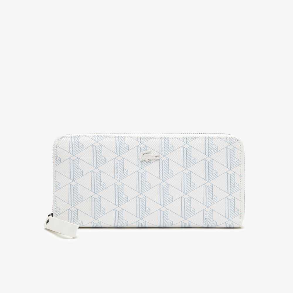 Lacoste Monogram Print Zip Wallet Mono Farine Panorama | PGC-714036