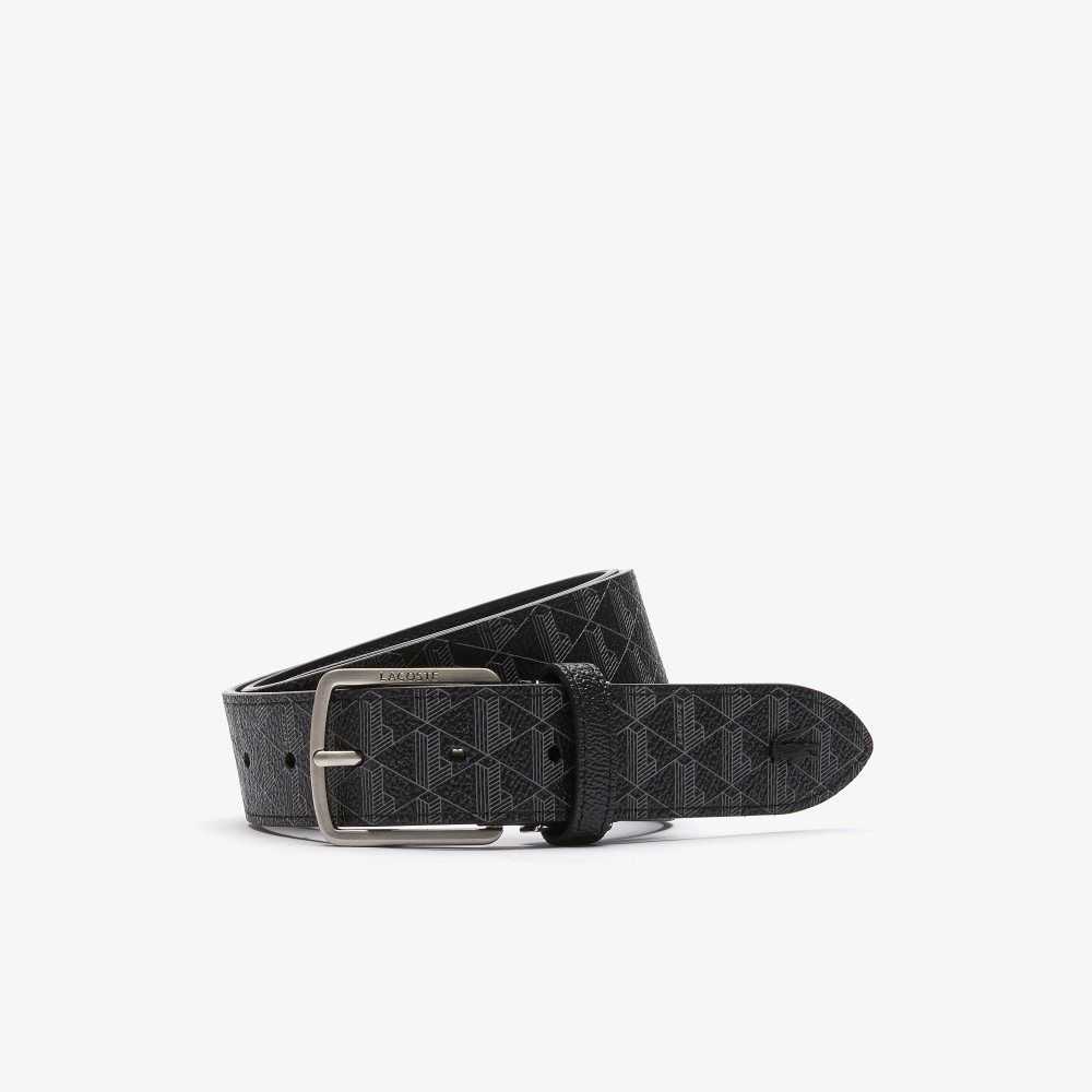 Lacoste Monogram Tongue Buckle Woven Belt Monogram Noir Gris | MDJ-523749