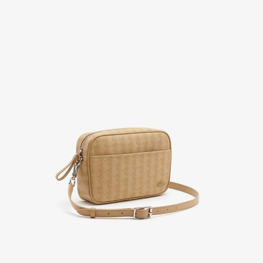 Lacoste Monogram Zip Crossover Bag Viennois Beige | YEA-052693