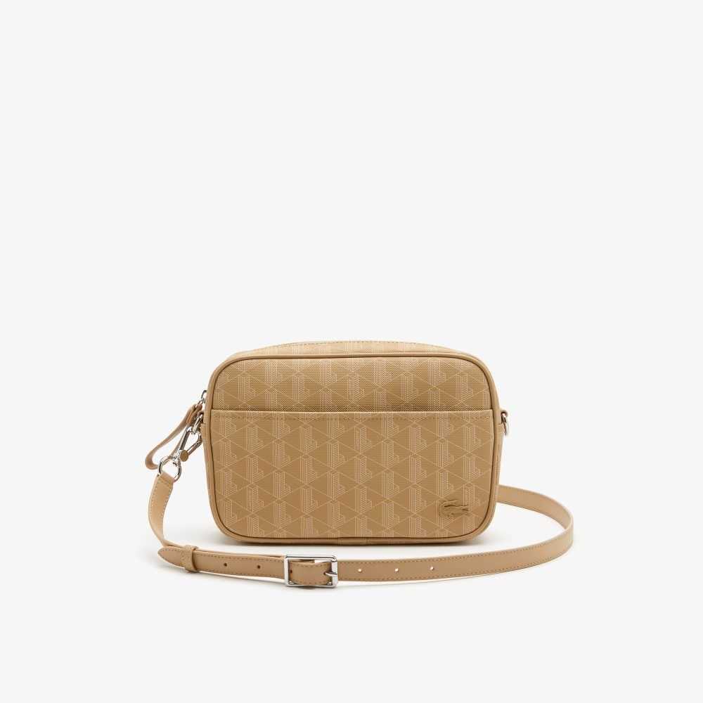 Lacoste Monogram Zip Crossover Bag Viennois Beige | YEA-052693