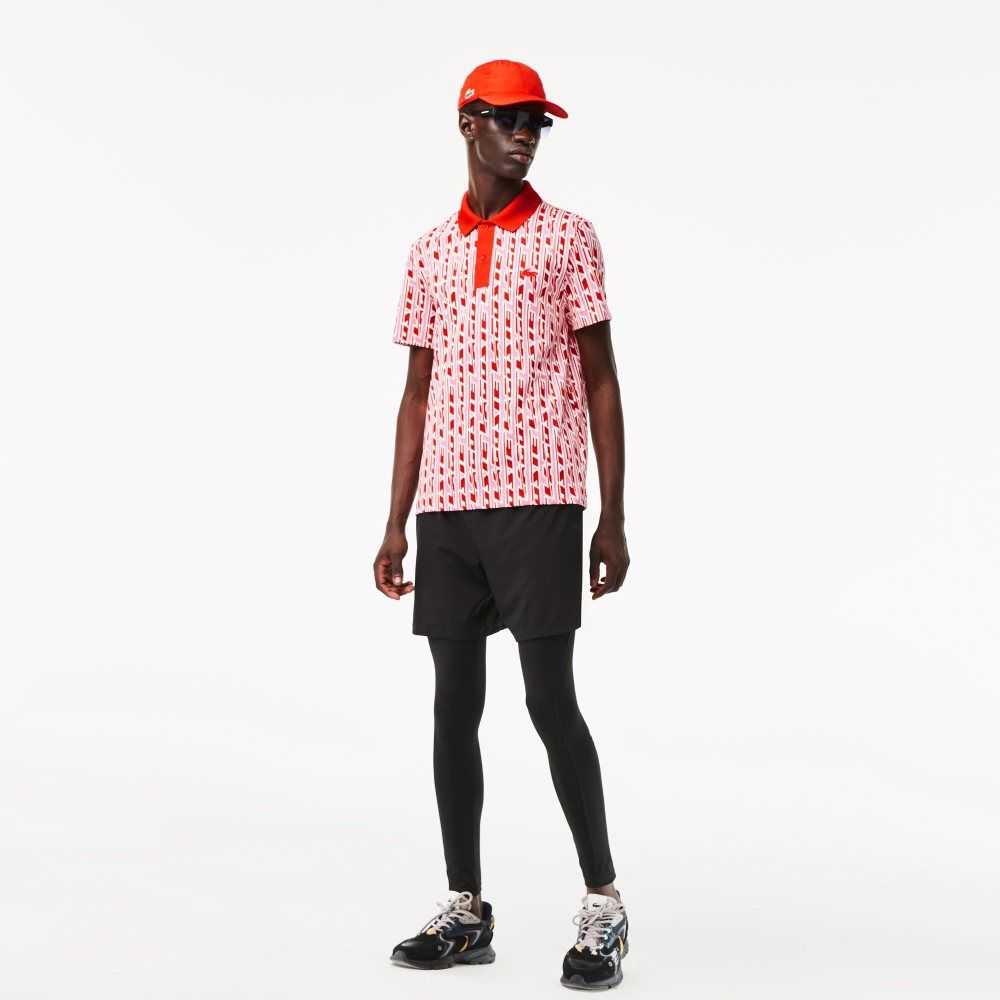 Lacoste Movement Two-Tone Printed Polo Pink / Red | BAM-219675