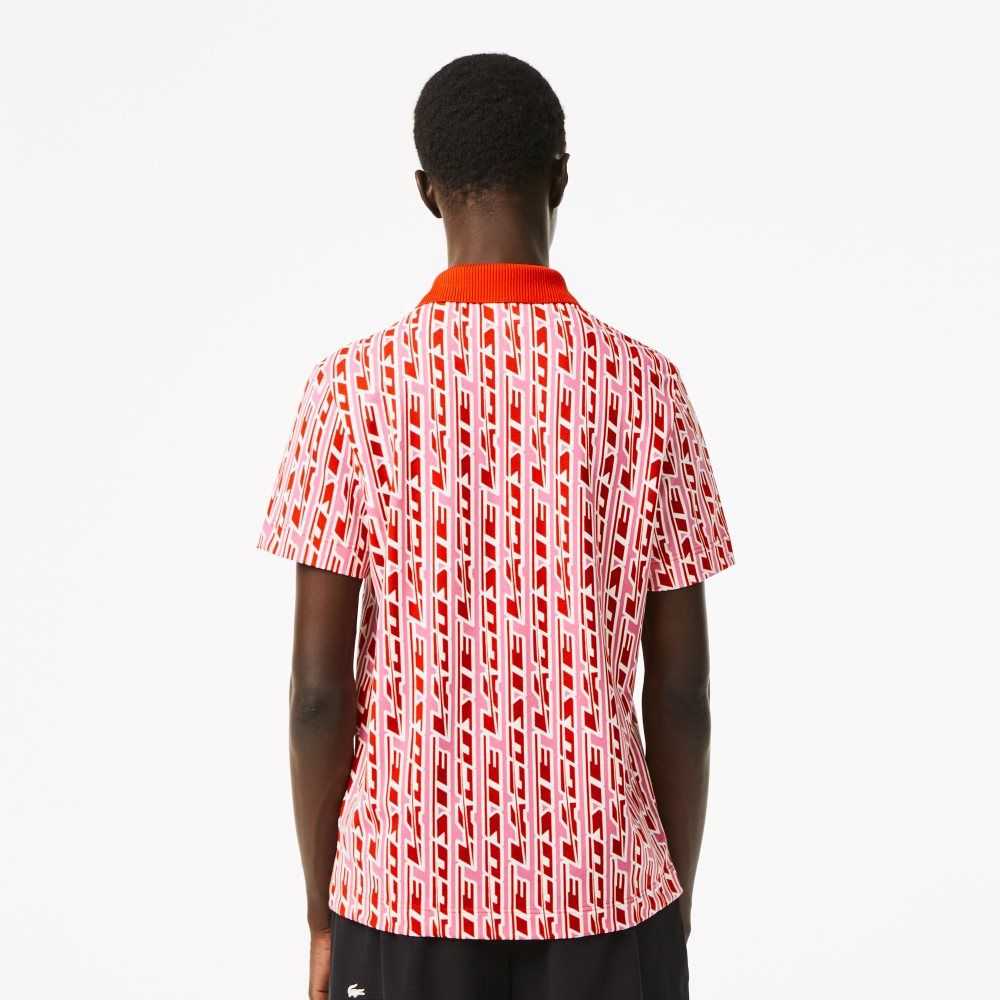 Lacoste Movement Two-Tone Printed Polo Pink / Red | BAM-219675