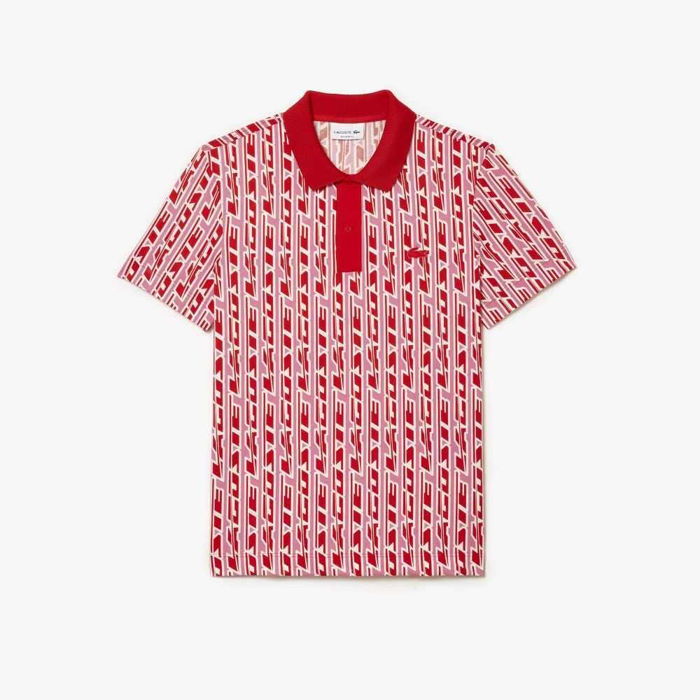 Lacoste Movement Two-Tone Printed Polo Pink / Red | BAM-219675