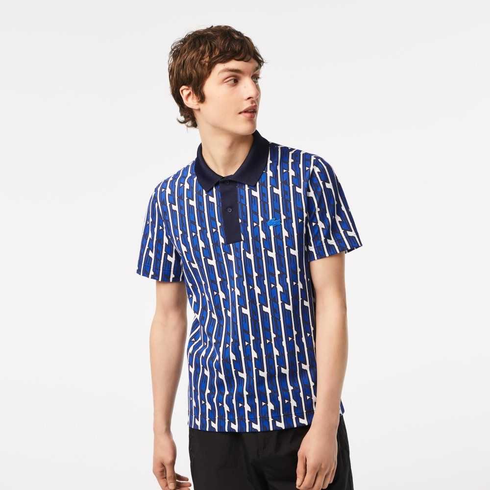 Lacoste Movement Two-Tone Printed Polo White / Blue | KVF-174089