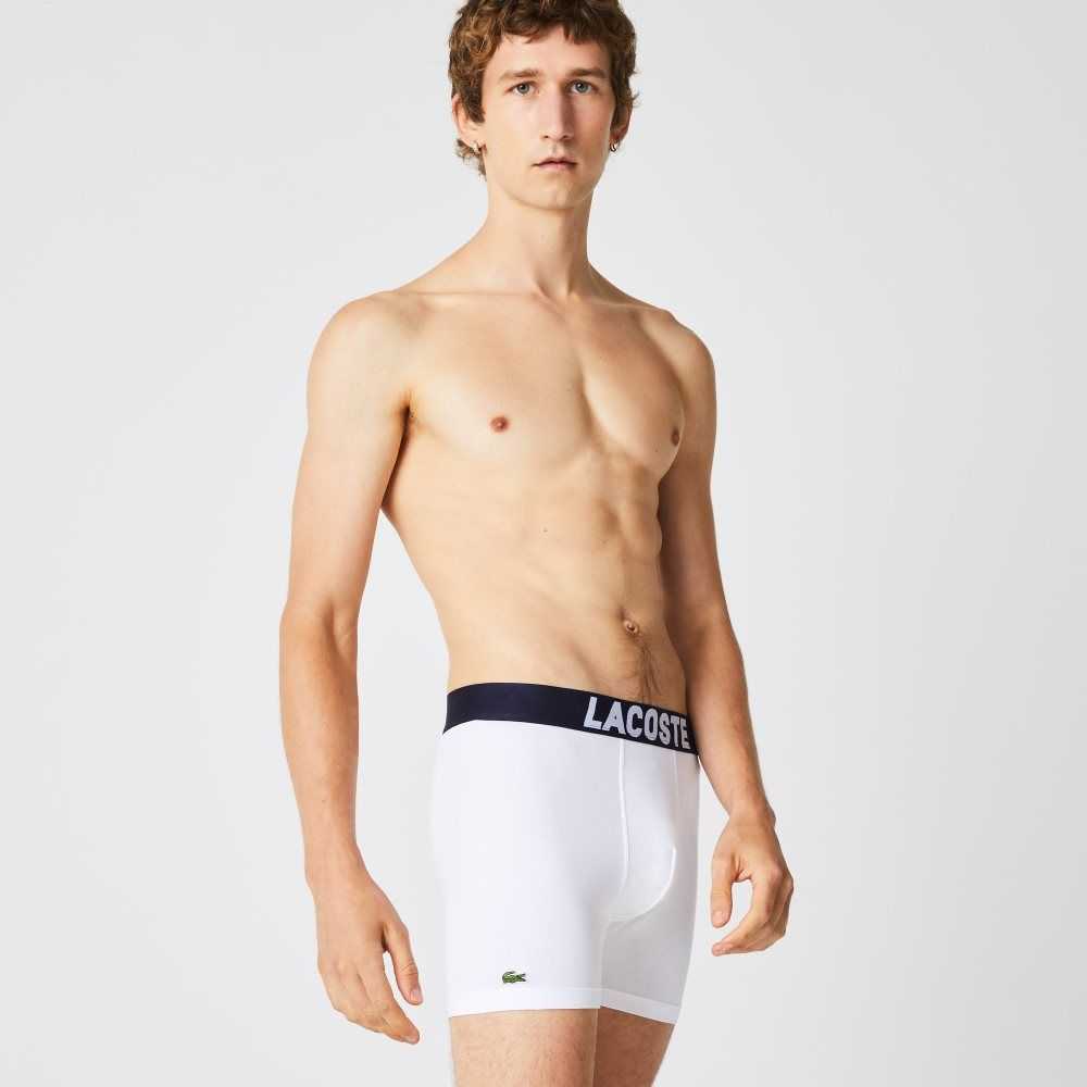 Lacoste Nautical Print Boxer Brief 3-Pack Grey Chine / Navy Blue / White | MQC-549867