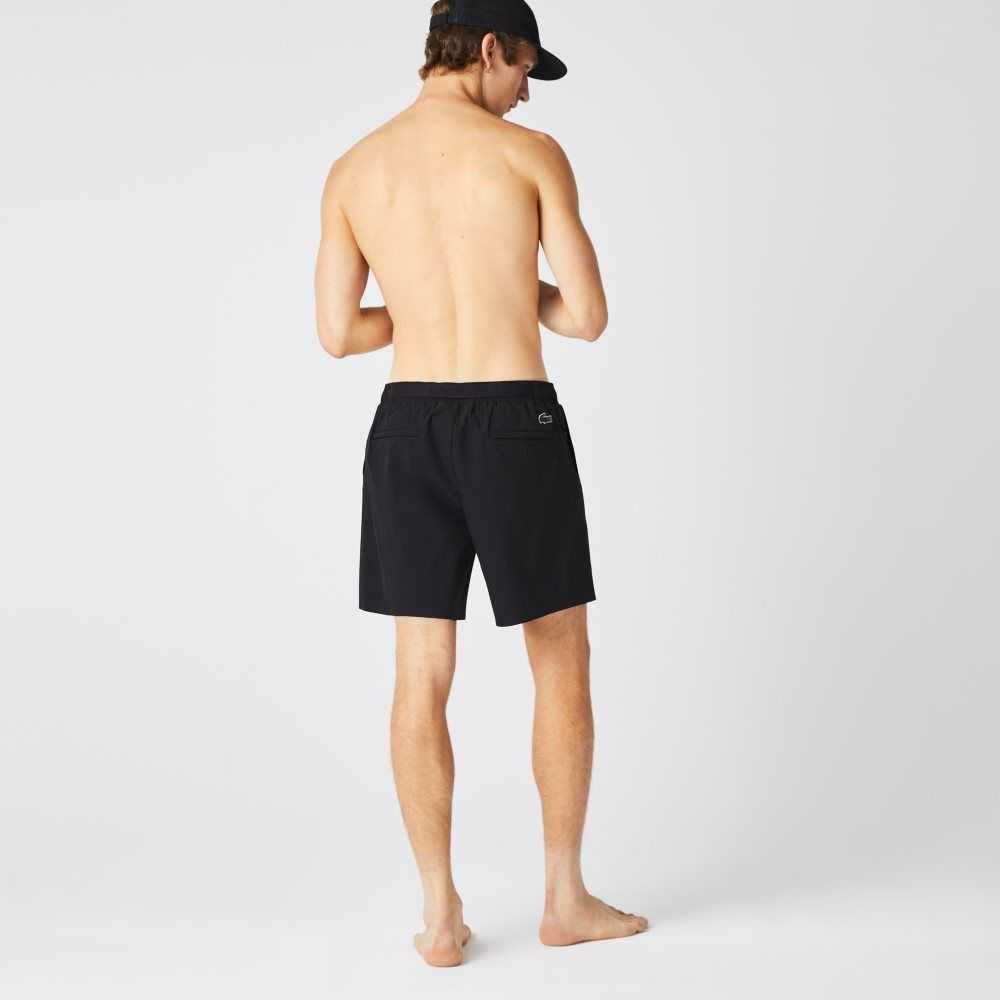 Lacoste Nautical Print Swim Shorts Black / White | DSF-395460