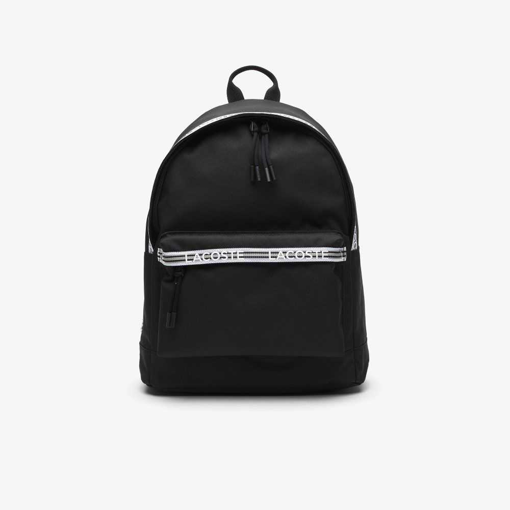 Lacoste Neocroc Backpack with Zipped Logo Straps Noir Blanc | UDW-371624