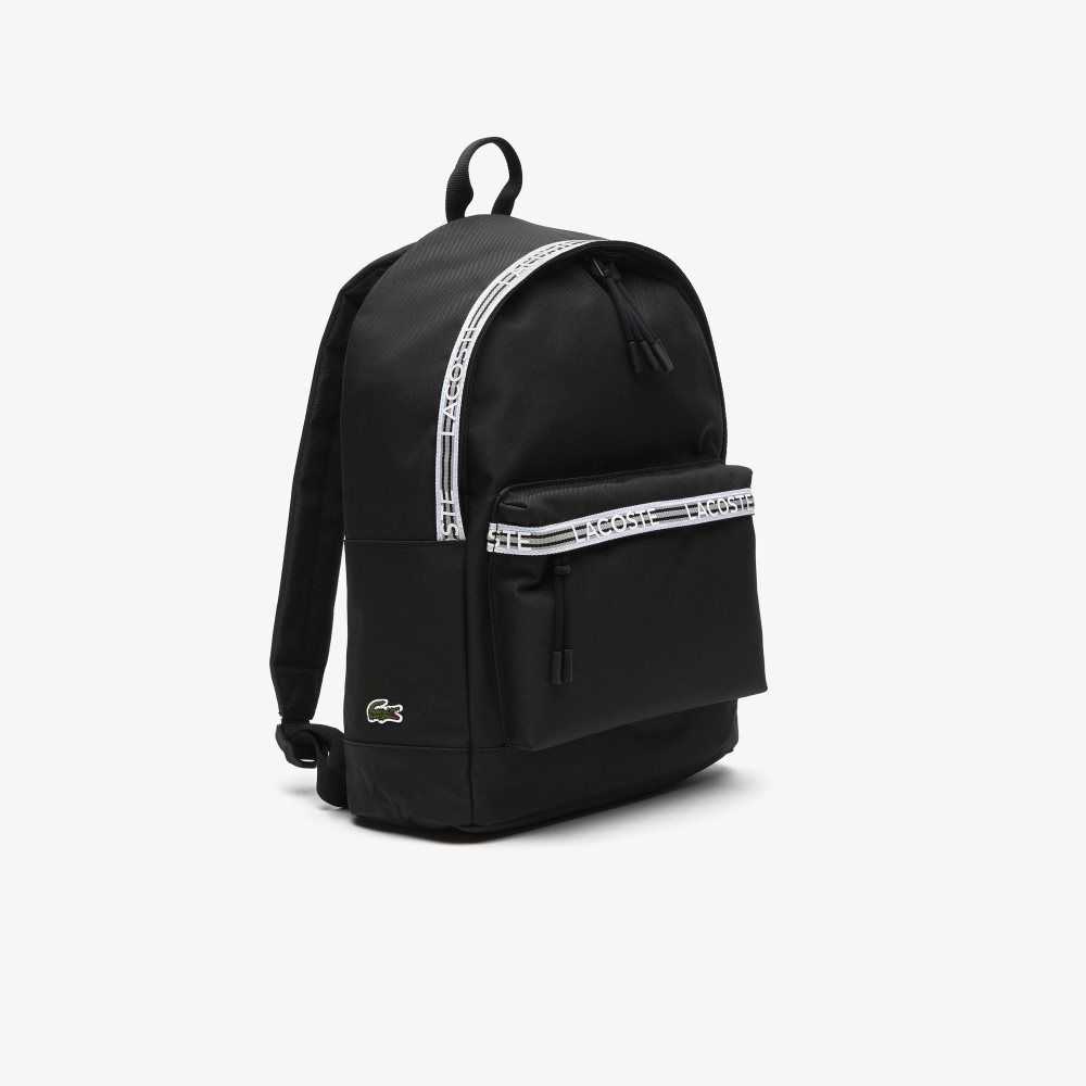 Lacoste Neocroc Backpack with Zipped Logo Straps Noir Blanc | UDW-371624