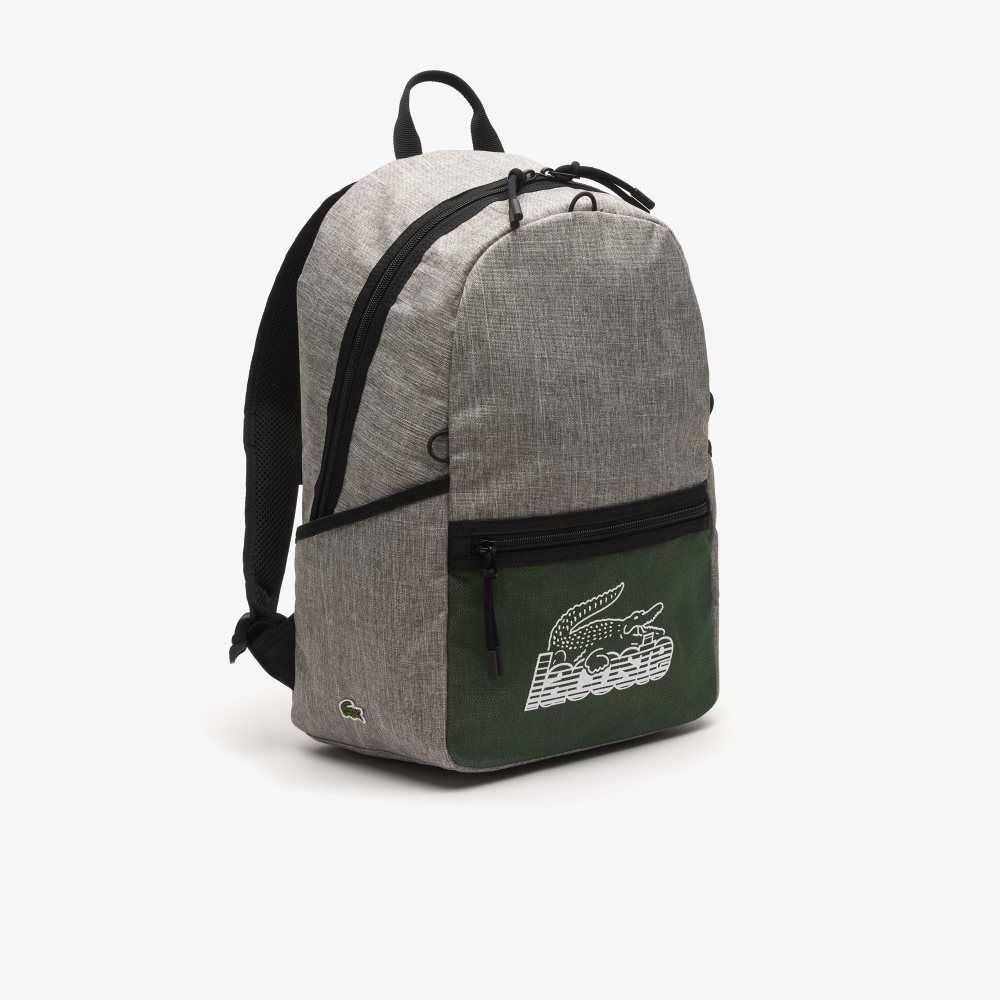 Lacoste Neocroc Contrast Print Backpack Gris Chine Vert 132 Noir | LIZ-513974