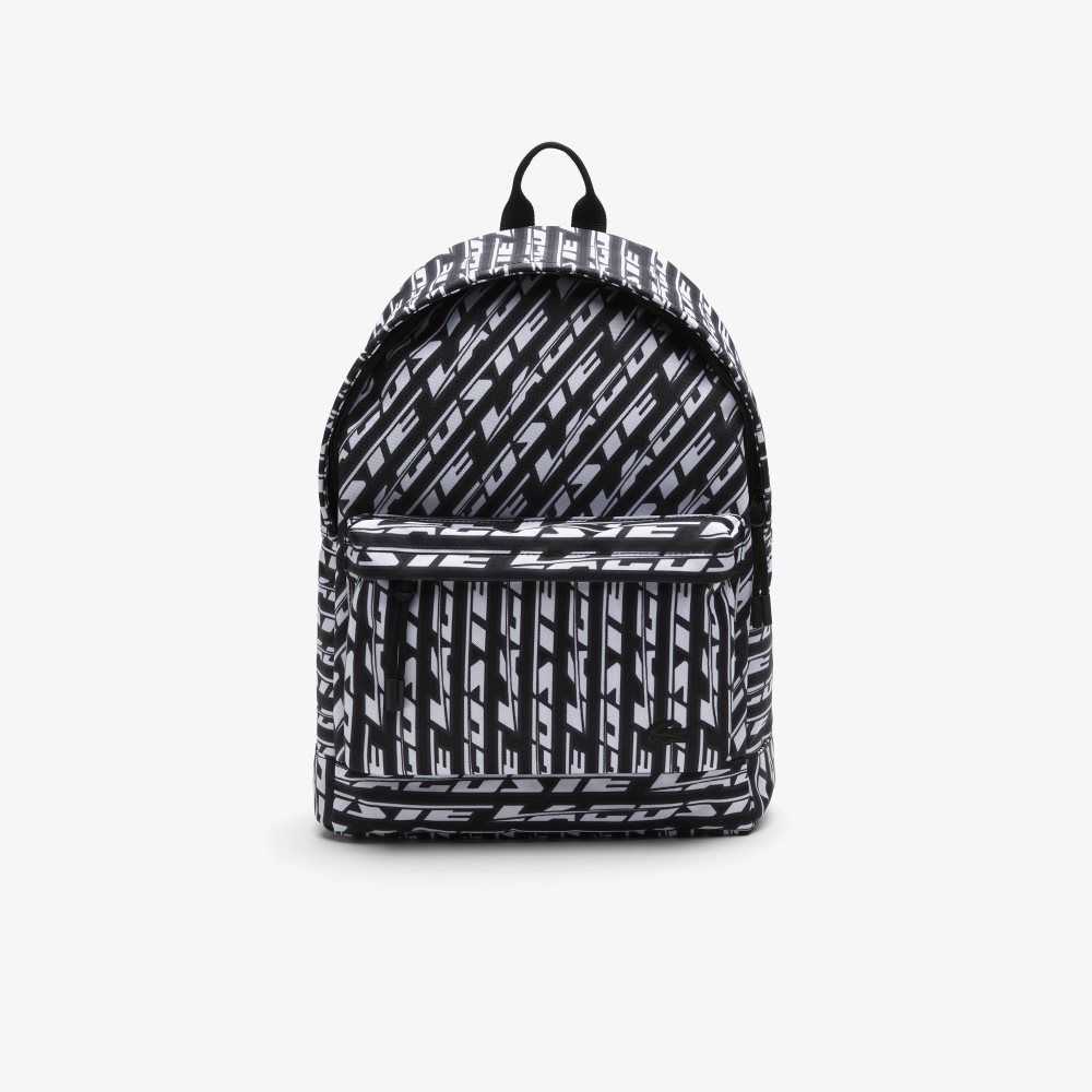 Lacoste Neocroc Logo Print Backpack Mono Noir Blanc | OUZ-124789