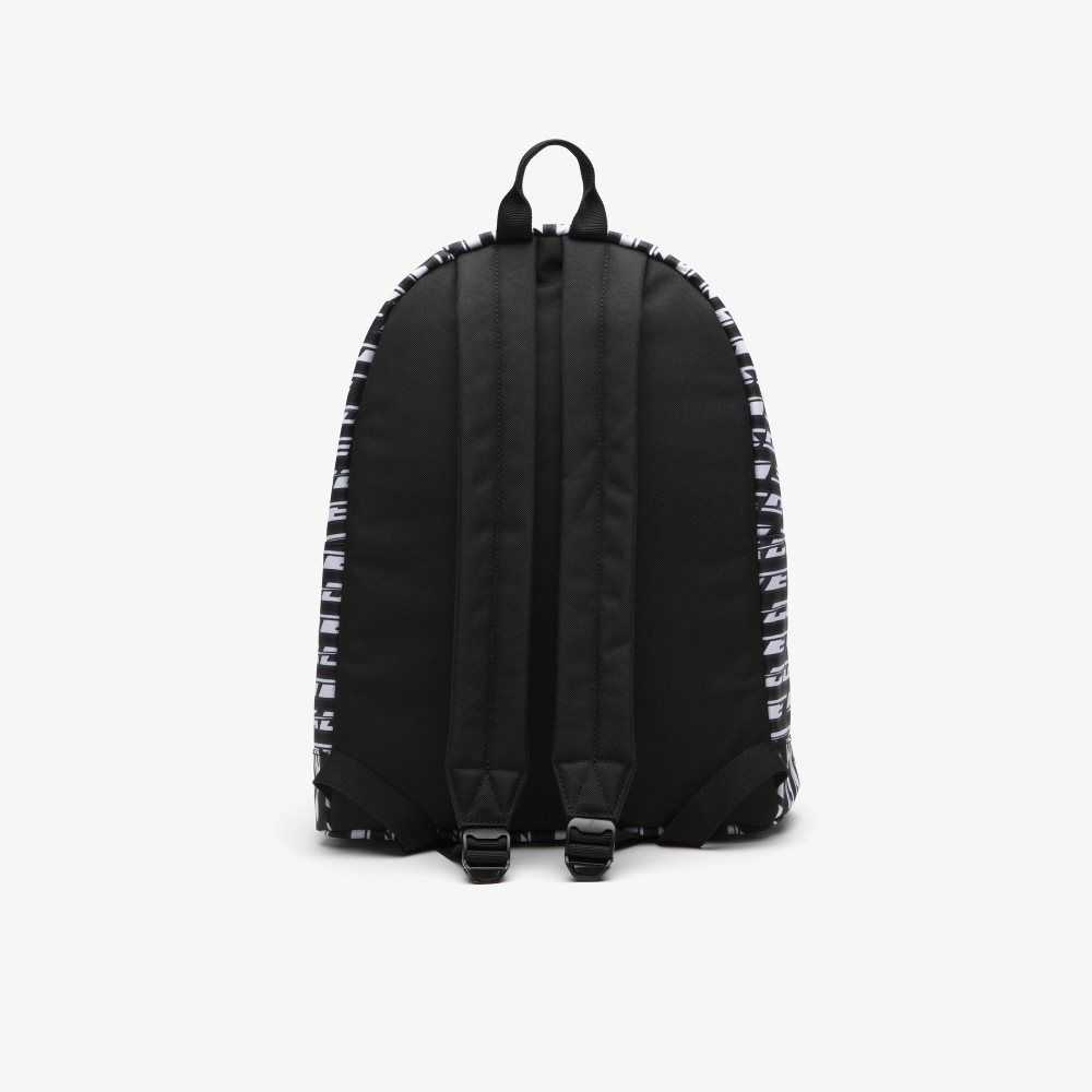 Lacoste Neocroc Logo Print Backpack Mono Noir Blanc | OUZ-124789