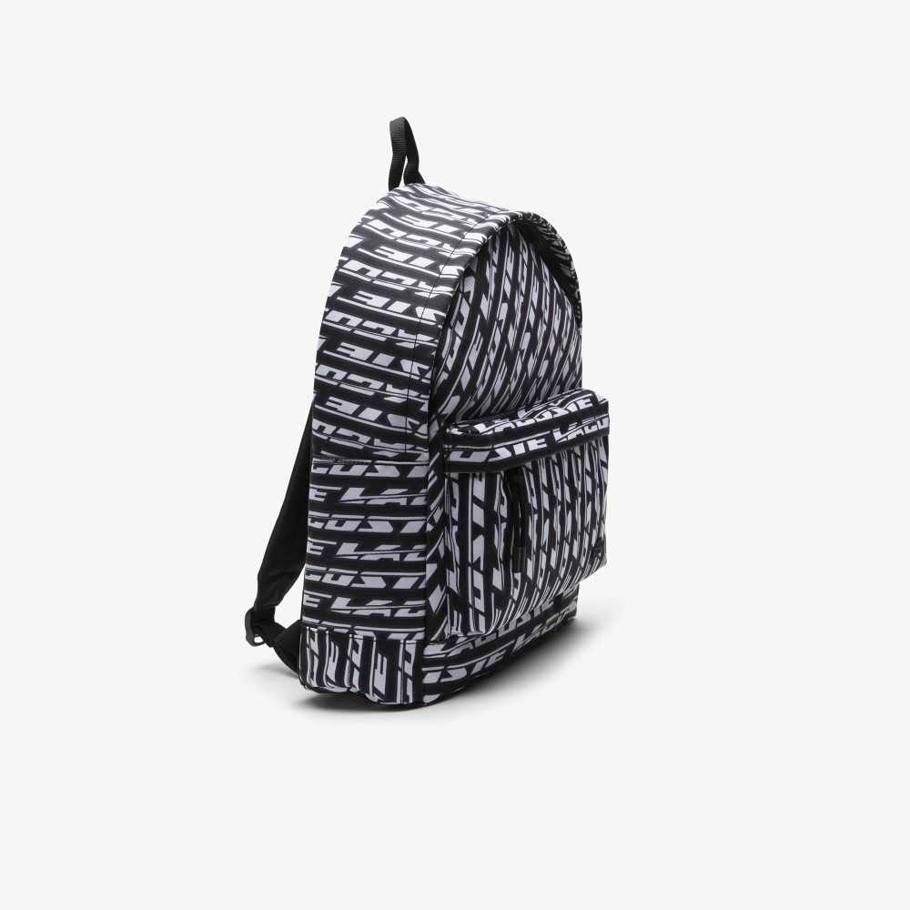 Lacoste Neocroc Logo Print Backpack Mono Noir Blanc | OUZ-124789