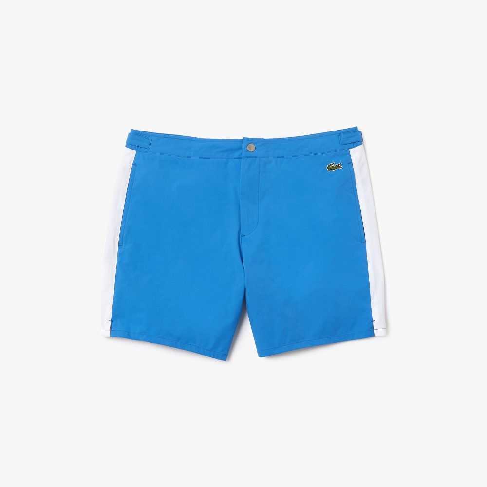 Lacoste New Classic Buttoned Belt Light Swimming Trunks Blue / White | JUC-204587