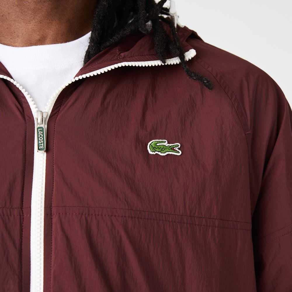 Lacoste New Classic Light Hooded Zippered Jacket Bordeaux | RZP-217685