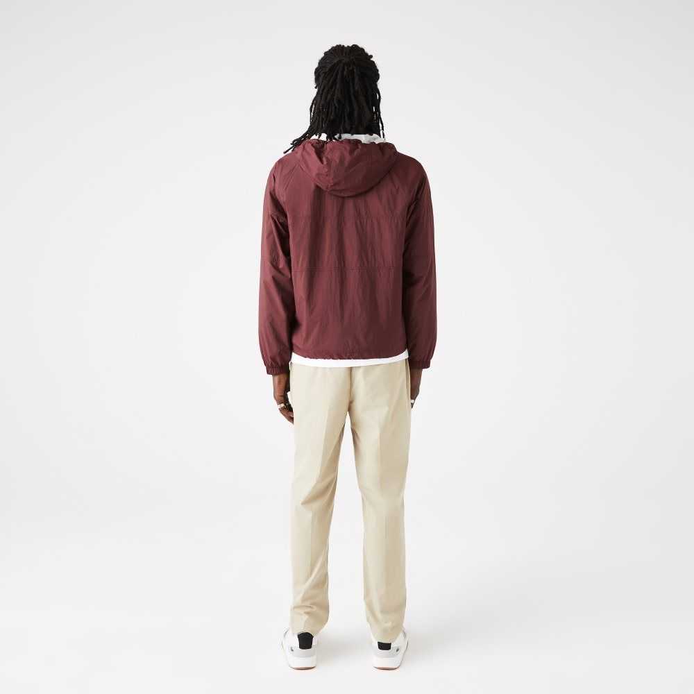 Lacoste New Classic Light Hooded Zippered Jacket Bordeaux | RZP-217685