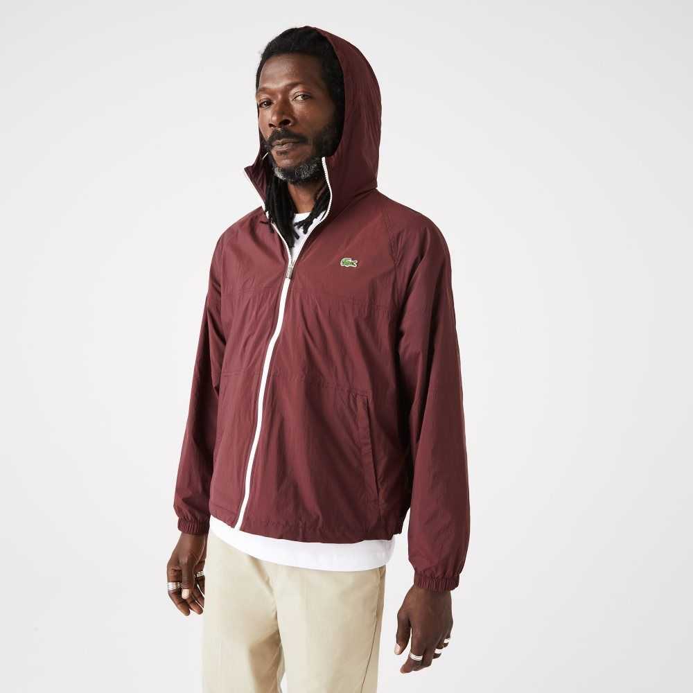 Lacoste New Classic Light Hooded Zippered Jacket Bordeaux | RZP-217685