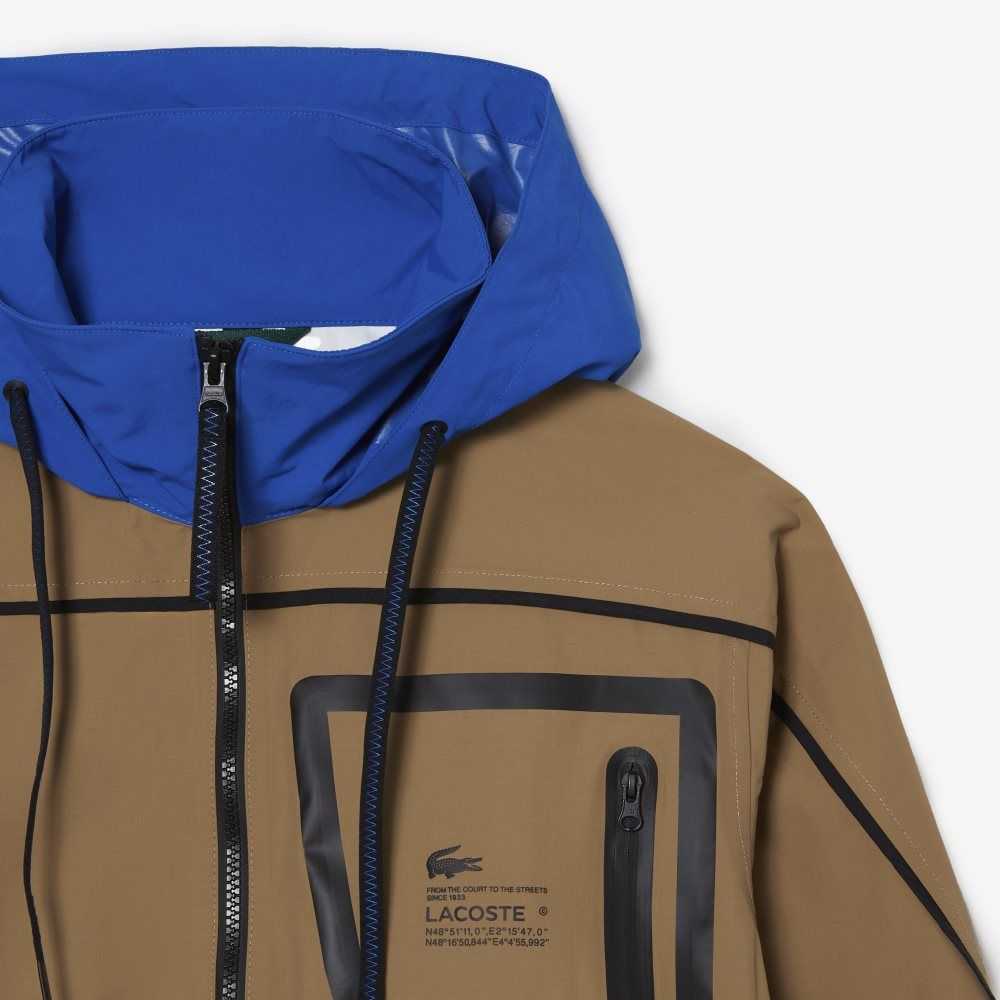 Lacoste Nylon Windbreaker Brown / Blue | EJF-584907