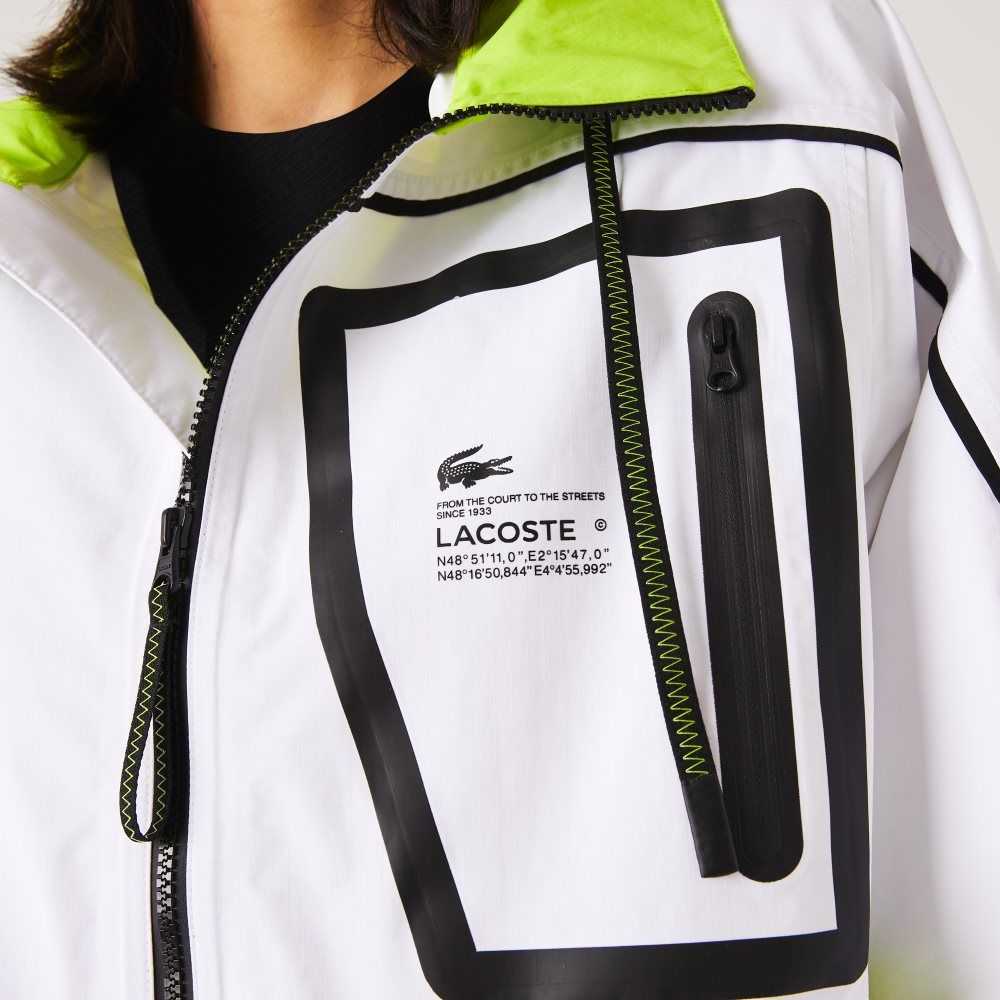 Lacoste Nylon Windbreaker White / Yellow | CBJ-098346