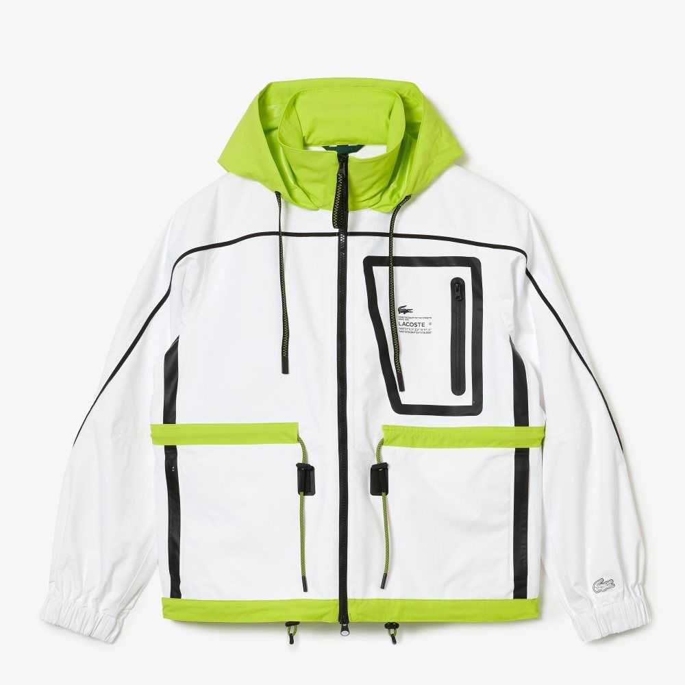 Lacoste Nylon Windbreaker White / Yellow | CBJ-098346