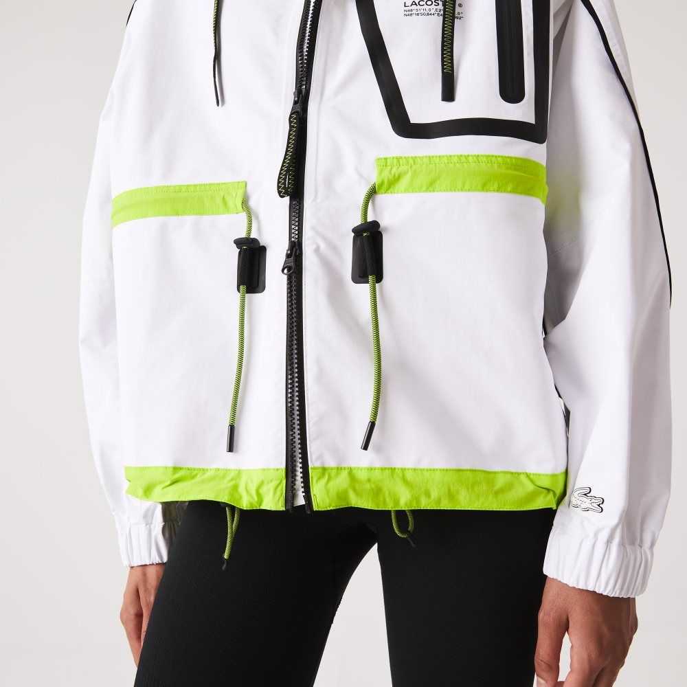 Lacoste Nylon Windbreaker White / Yellow | CBJ-098346