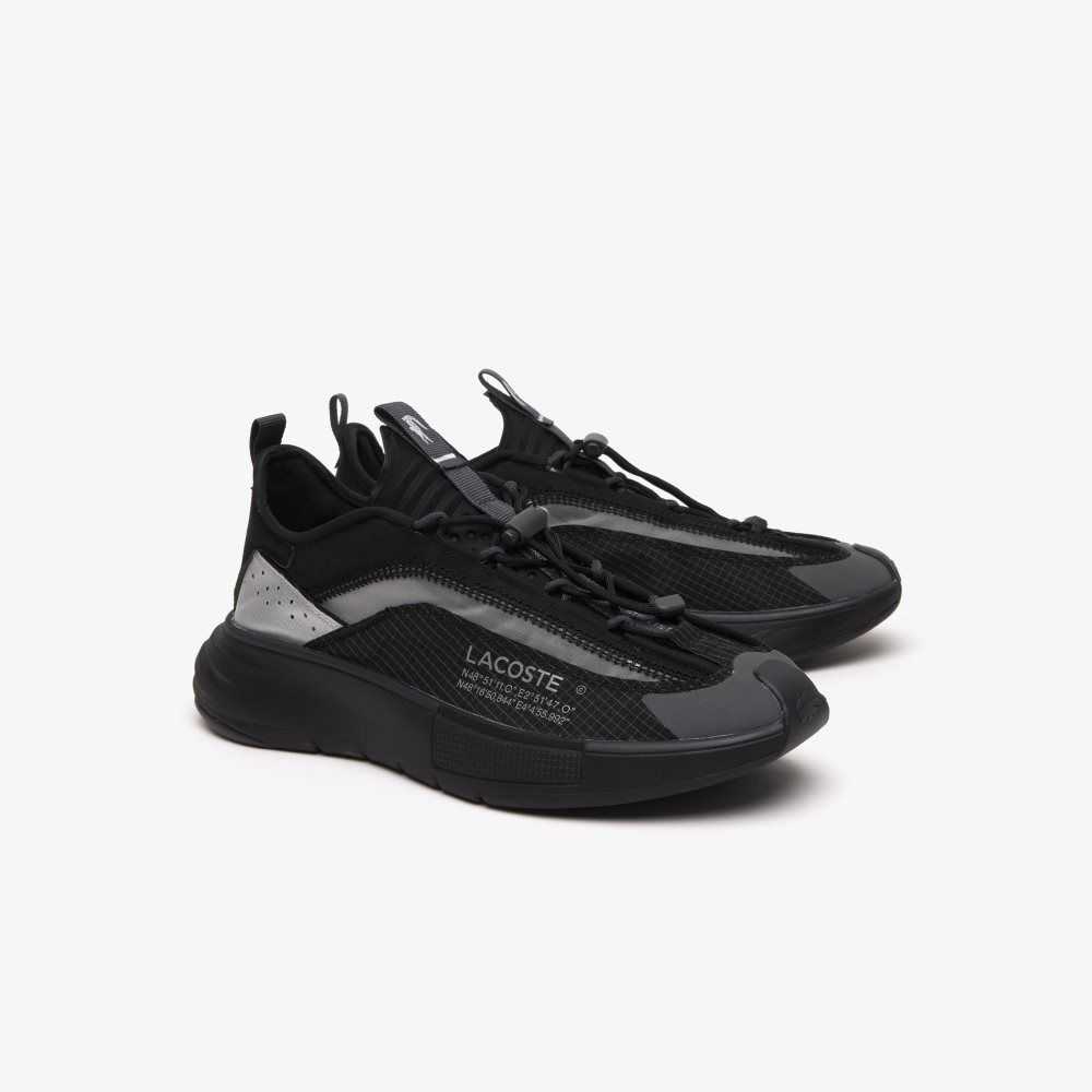 Lacoste Odyssa Lite Nylon and Mesh Sneakers Black / Grey | GEI-508134