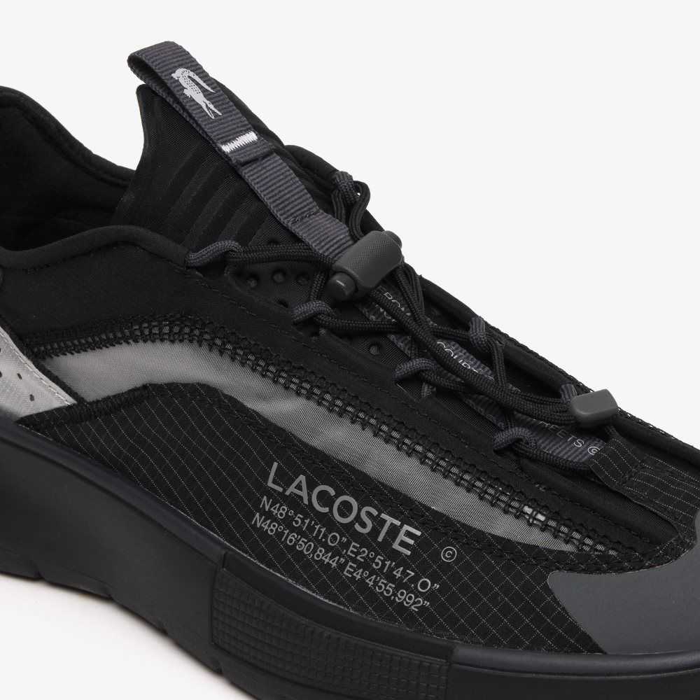 Lacoste Odyssa Lite Nylon and Mesh Sneakers Black / Grey | GEI-508134