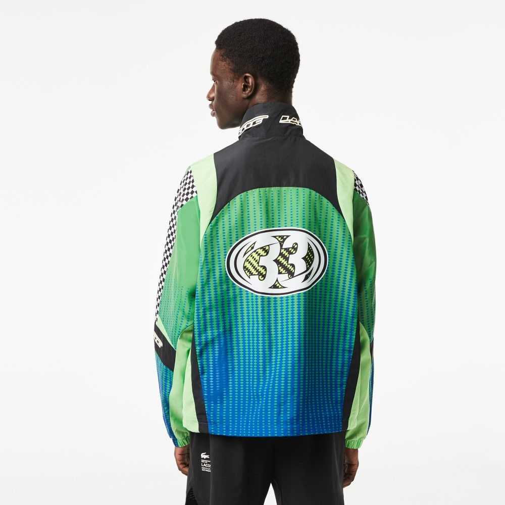 Lacoste Ombre Checkerboard Print Track Jacket Green / Blue | YGX-328594